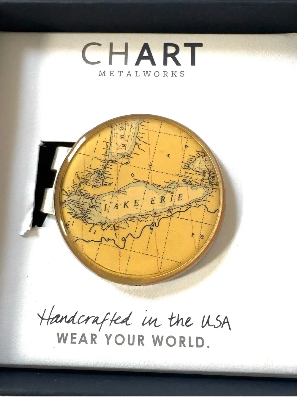 Men’s Lake Erie Map Money Clip — Made in Maine New in Original Box